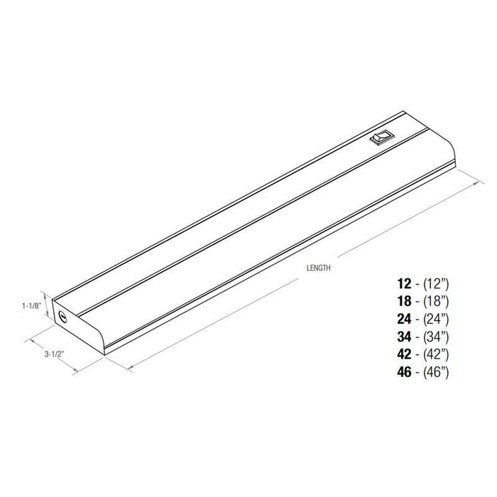 Elite EU-LED-42-CCT 42" 19.5W LED Under Cabinet Fixture Polycarbonate Lens with UV Radiation Protection, 3CCT Selectable 1590 Lumen Dimmable 120V
