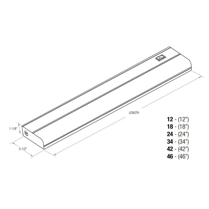 Elite EU-LED-18-CCT 18" 9W LED Under Cabinet Fixture Polycarbonate Lens with UV Radiation Protection, 3CCT Selectable, Triac Dim, 120V