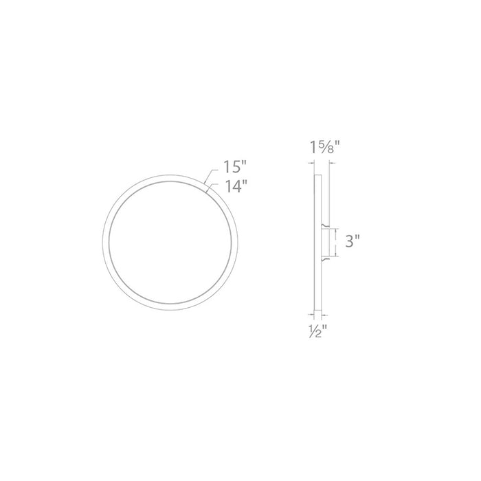 WAC FM-15RN Round 15" LED Functional Flush Mount, 3000K