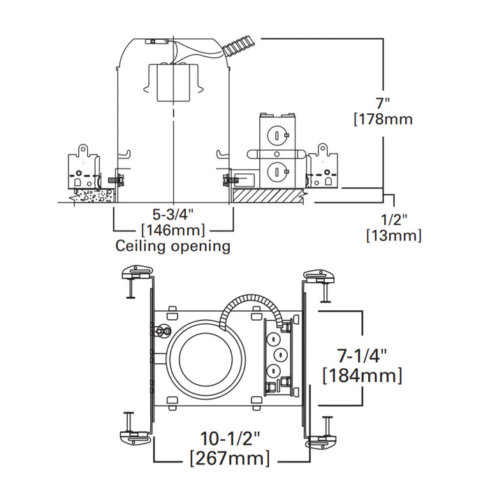 Halo H5ICATNB 5" IC Air-Tite New Construction Housing, No Socket Bracket
