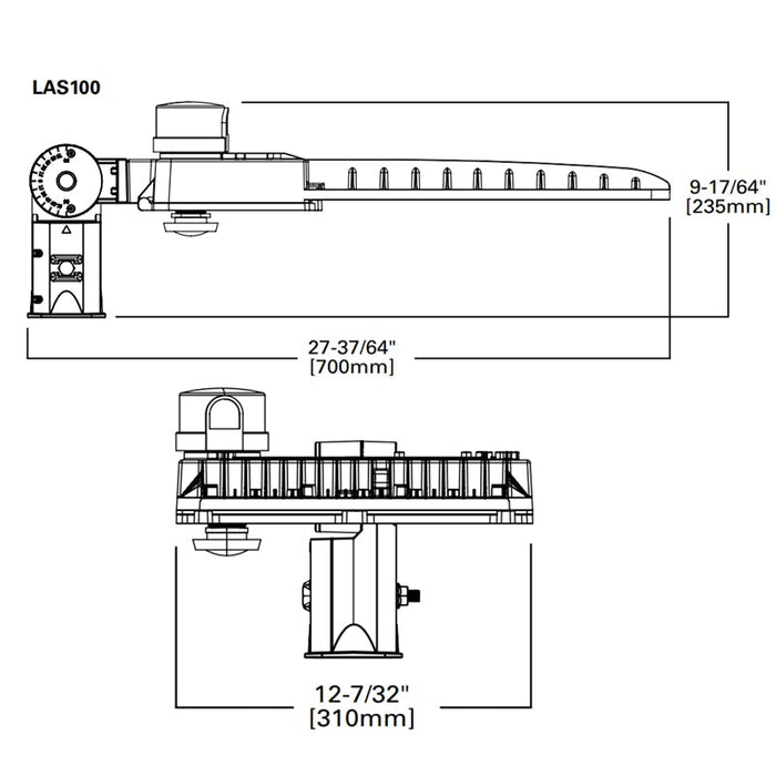 Lumark LAS100S 250W LED Area Luminaire, 10-Position Lumen Selectable, Slipfitter Mount, 120-277V