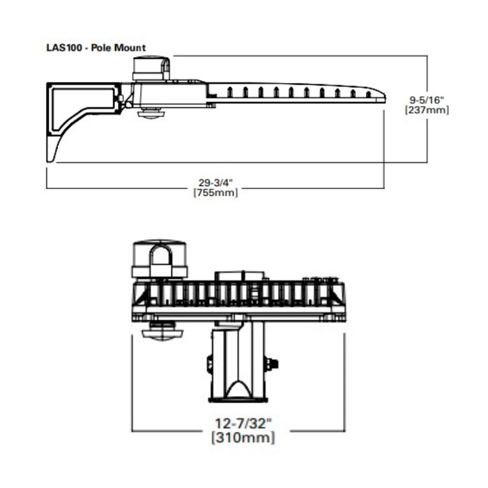 Lumark LAS100P 48W-251W LED Area Luminaire, 4000K, 10-Position Lumen Selectable, Pole Mount Arm, 120-277V