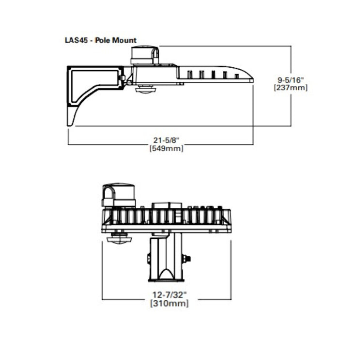 Lumark LAS45P 29W-153W LED Area Luminaire, Pole Mount Arm, Up to 20,000 lm, 120-277V