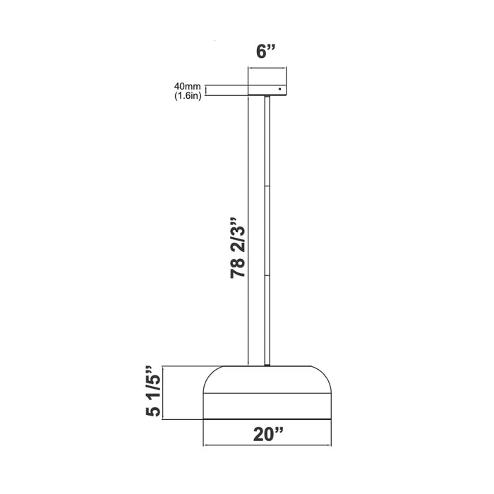 Westgate LCFP 20" LED Pan Pendant, CCT Selectable, 2800 Lumens, 120V