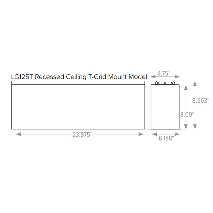 Dual-Lite LG125T 125 VA / 110W Single-Phase Central Lighting Inverter, Recessed Ceiling T-Grid Mount