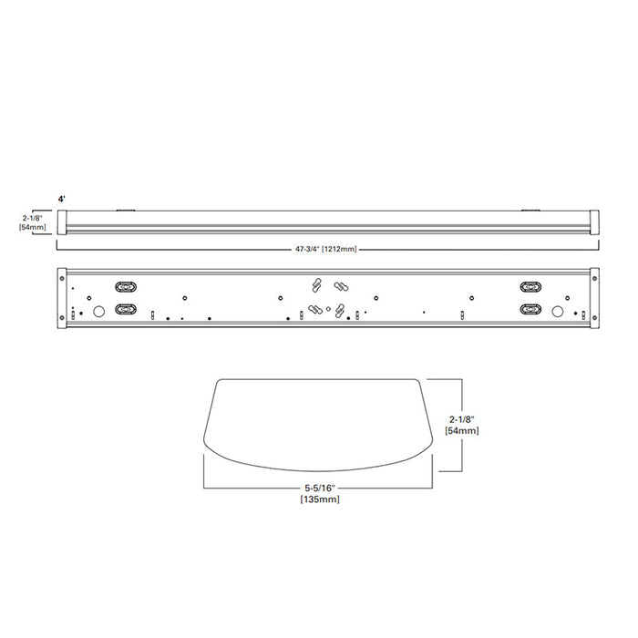 Metalux 4NWS3C3-UNV 4-ft LED Wraparound, Selectable Lumens & CCT, Up to 5272 LM, 0-10V Dimming, 120-277V