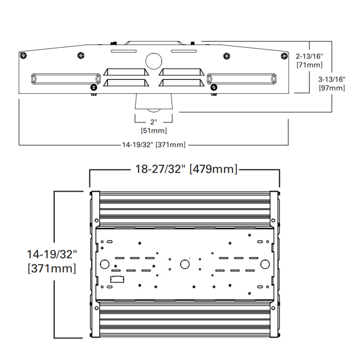 Metalux VHB-12-W-UNV-L840-CD-U 87W LED High Bay, 12000 Lumens, Wide Distribution, 120-277V, 4000K, Dimmable