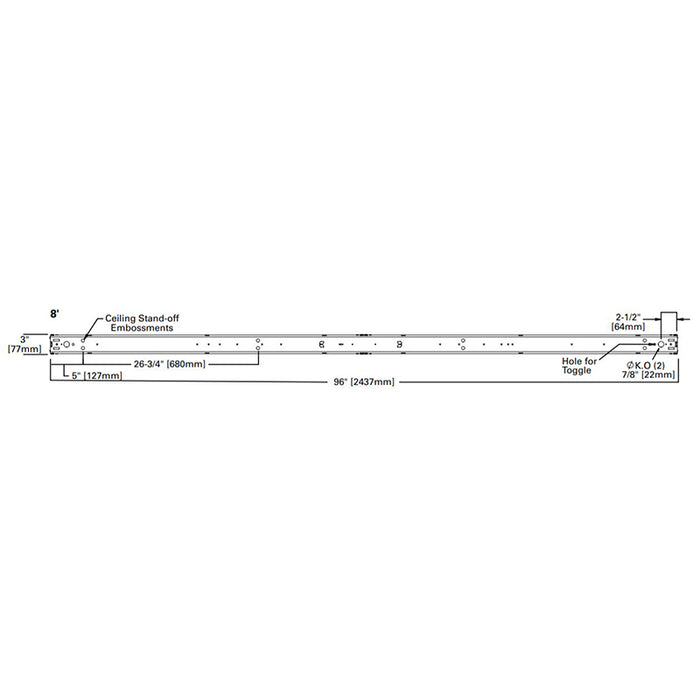 Metalux SNLED 8-ft 61W LED Lensed Strip Light, Round Lens, 4000K, 7400 Lumens, 120-277V