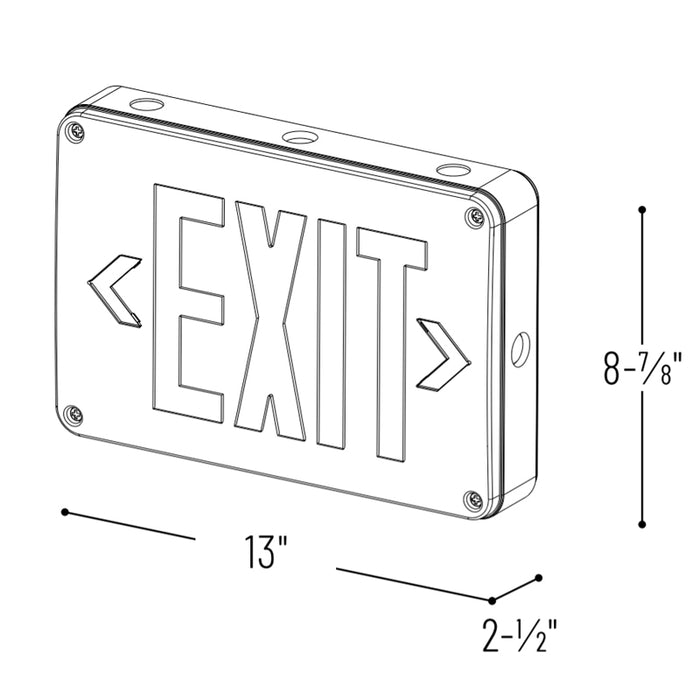 Nora NX-617-LED/G Wet Location LED Exit Sign with Battery Backup and Self Diagnostics - Green Letters