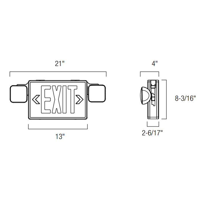 Nora NEX-711 LED Exit & Emergency Combo with Remote Capability Self Diagnostic - Red Letters