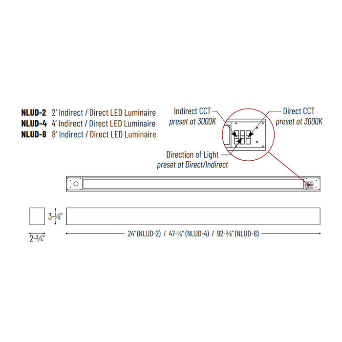 Nora NLUD-4334 4-ft L-Line LED Indirect/Direct Linear, Selectable CCT