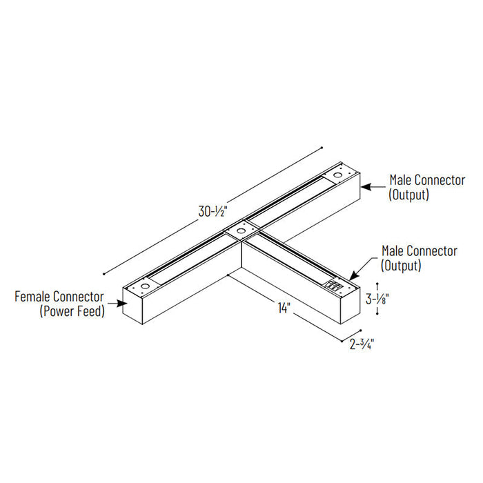 Nora NLUD-T334 "T" Shaped L-Line LED Indirect/Direct Linear, Selectable CCT