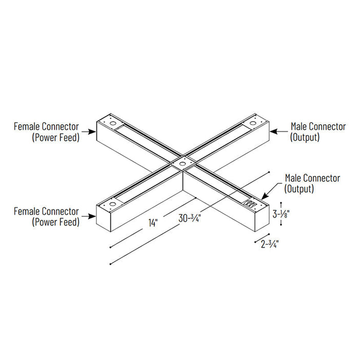 Nora NLUD-X334 "X" Shaped L-Line LED Indirect/Direct Linear, Selectable CCT