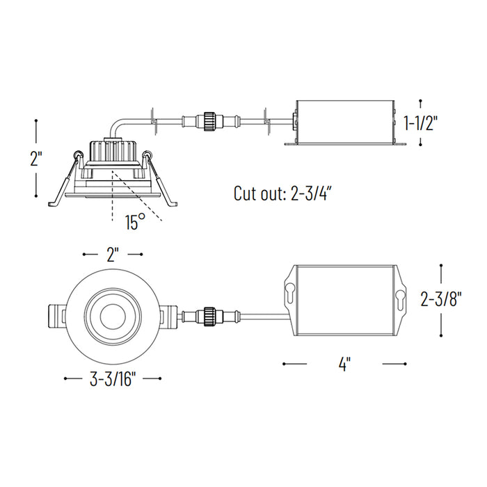 Nora NM2-2RG 2" 8W Round LED Recessed Gimbal, 2700K
