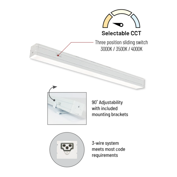 Nora NUDTW-9812 Bravo Frost 12" 10W LED Linear Light, 3CCT Selectable 850 Lumen Dimmable 120V