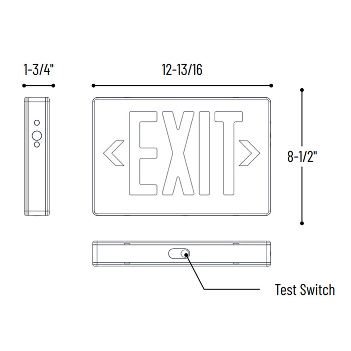 Nora NX-606-LED/G Die-Cast Aluminum LED Exit Sign, Battery Backup - Single Face, Green Letters