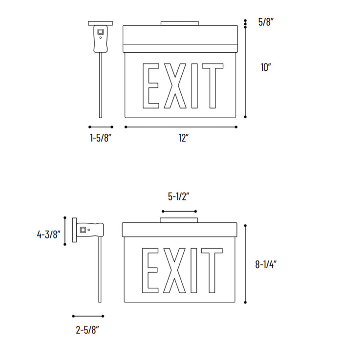 Nora NX-811-LEDG Surface Adjustable LED Edge-Lit Exit Sign, 2-Circuit - Single Face, Green Letters
