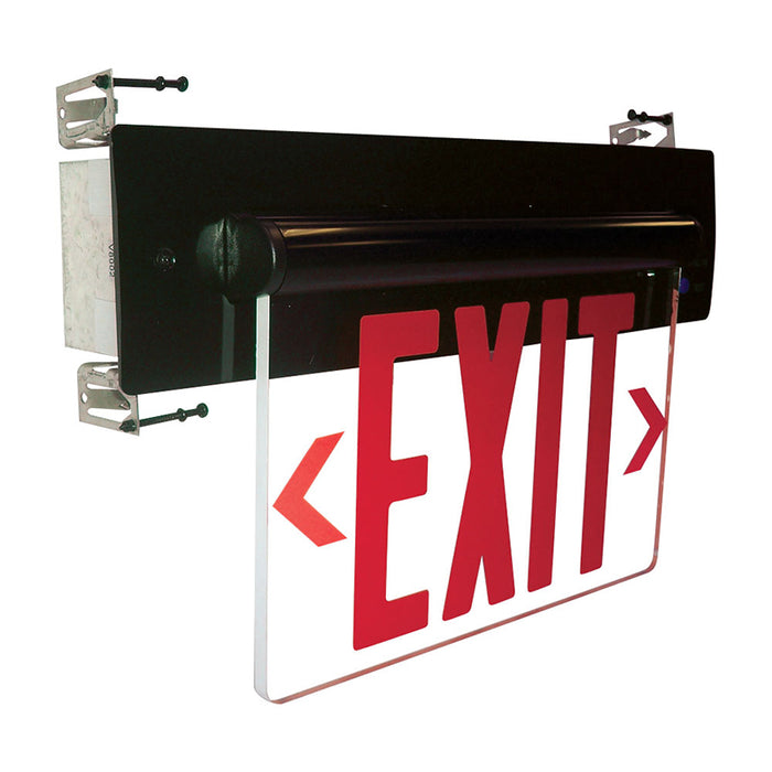 Nora NX-815-LEDR Recessed Adjustable LED Edge-Lit Exit Sign, Battery Backup - Single Face, Red Letters