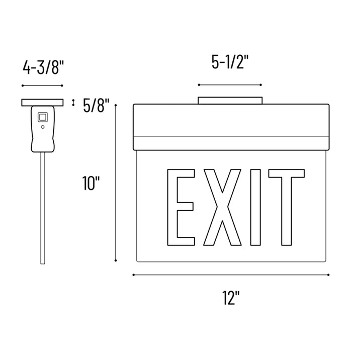 Nora NX-822-LEDR NYC Approved Edge-Lit Exit Sign with Adjustable Housing - Single Face, Red Letters