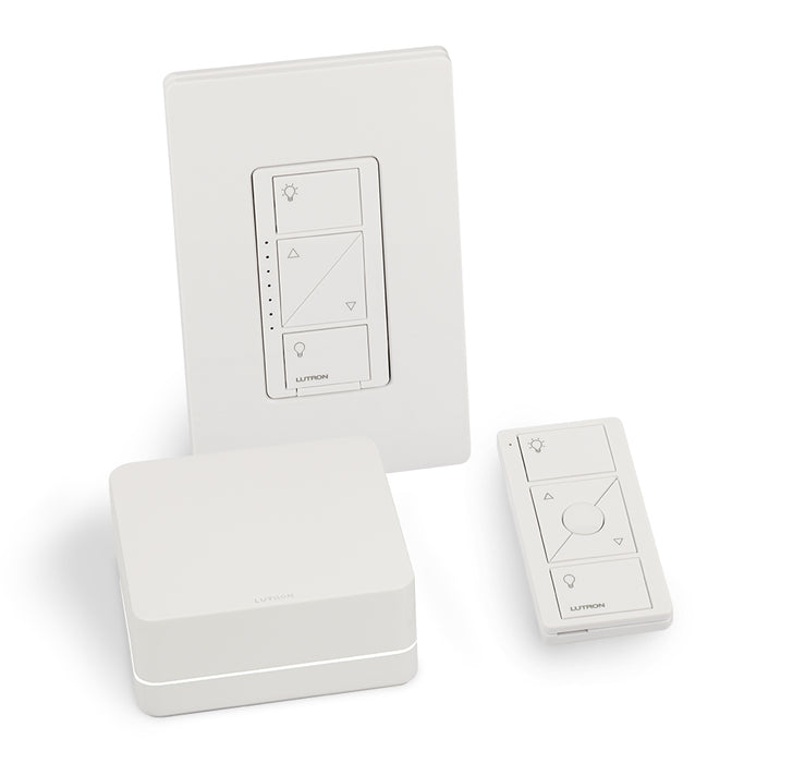Lutron P-BDGPRO-PKG1W Caséta Smart Bridge PRO Starter Kit with In-Wall Dimmer
