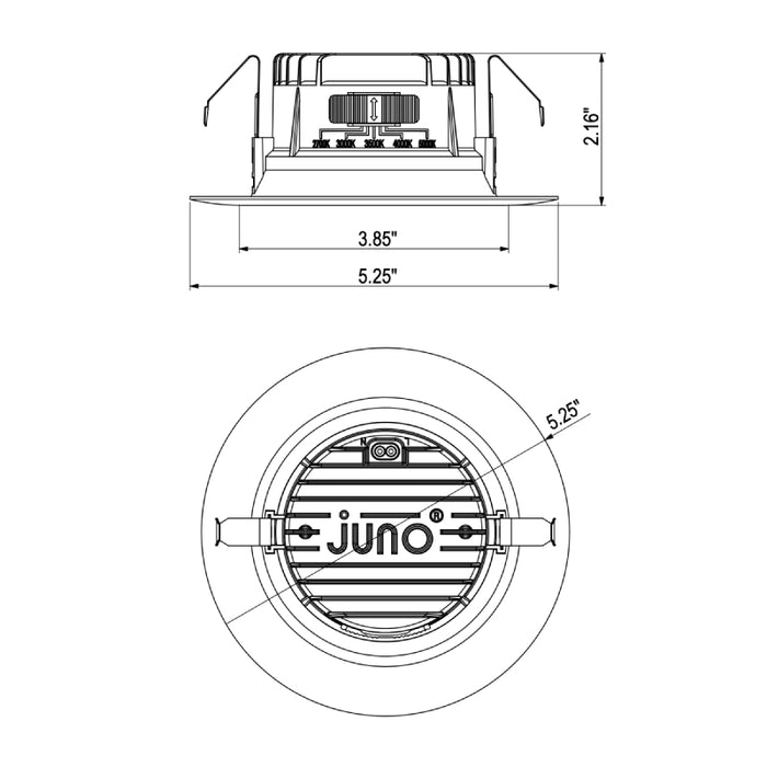 Juno Contractor Select RB4S SWW5 RetroBasics 4" Switchable White LED Smooth Trim Kit, 5CCT Selectable, 625 Lumens, 120V