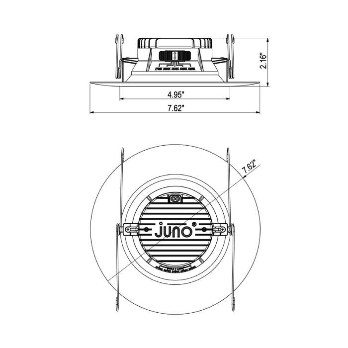 Juno Contractor Select RB56 SWW5 RetroBasics 5"/6" Switchable White LED Baffle Trim Kit, 5CCT Selectable, 860 Lumens, 120V,