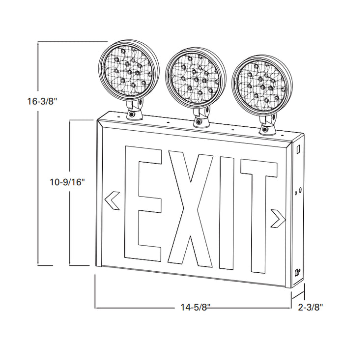 AtLite RCS182LED 2 Heads Exit/Emergency Combo, Single Face