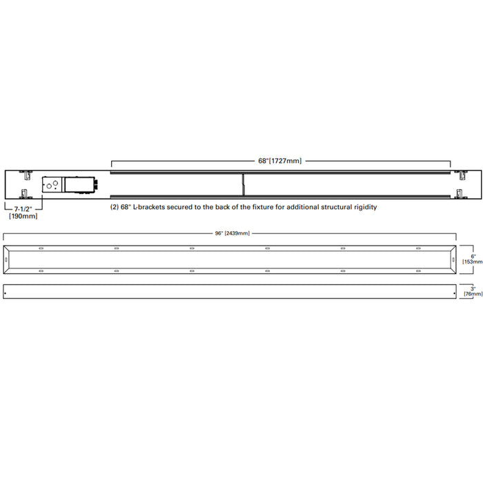 Metalux 8RBG6-SL1-L8SCT3 4 3/16" Aperture Slot, 6" Grid Spacing, 8' Length, Lumen and CCT Selectable,  0-10V Dimming, 120-277V