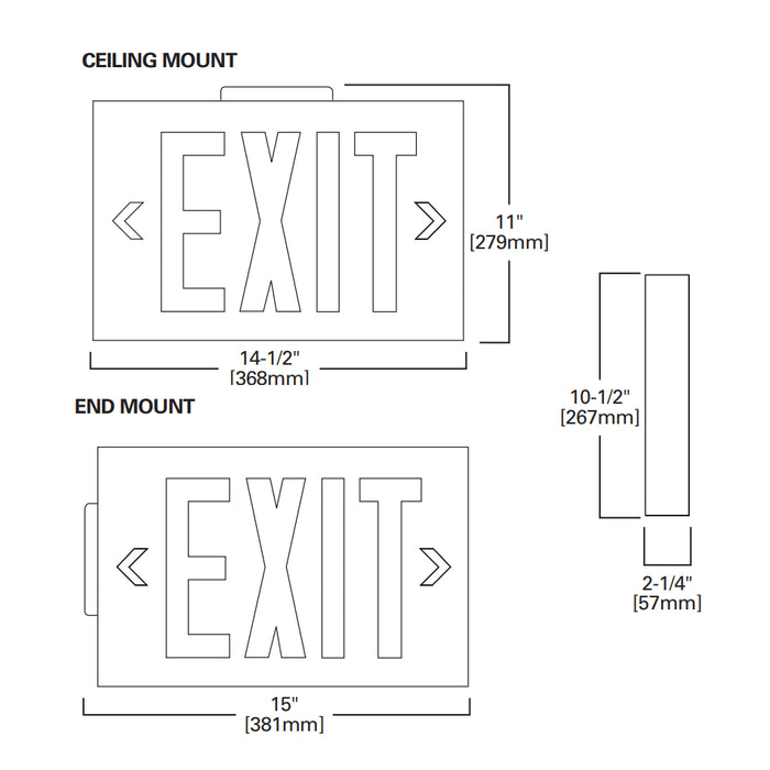 AtLite RXS  NY Compliant Stell LED Exit Sign, Self Powered, Universal Face