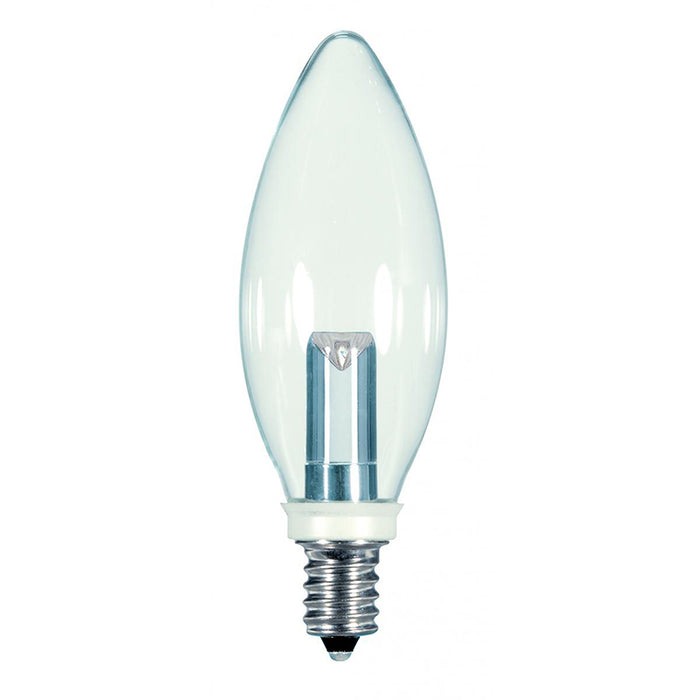 Satco S9152 1W BA9.5 LED Bulb, E12 Base, 2700K, Clear - Carded