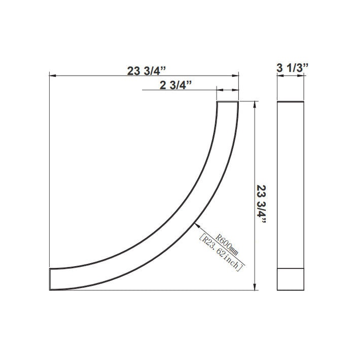 Westgate SCXC Quarter of 48" Circle 25W LED Superior Architectural Light, CCT Selectable