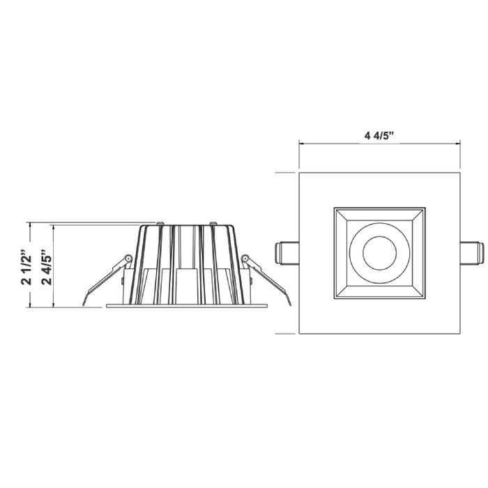 Westgate SDL4S-SB 4" LED Square Snap-In Recessed Light, CCT Selectable