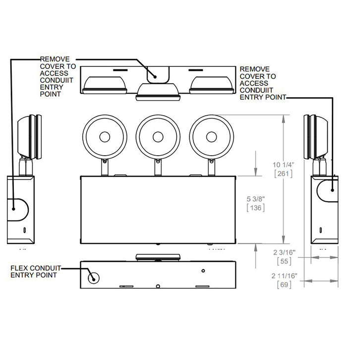 Sure-Lites SELM Series 80 Feet Coverage Three Head LED Emergency Light