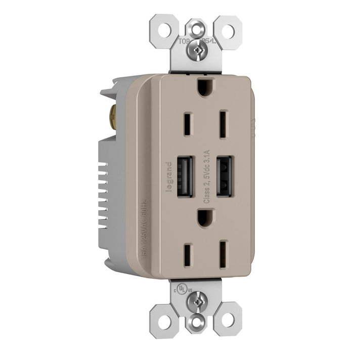 Legrand TM826USB Radiant USB Chargers with Duplex Tamper-Resistant Outlets