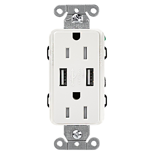 Lutron CAR-15-UBTR  Claro USB Tamper Resistant Receptacle