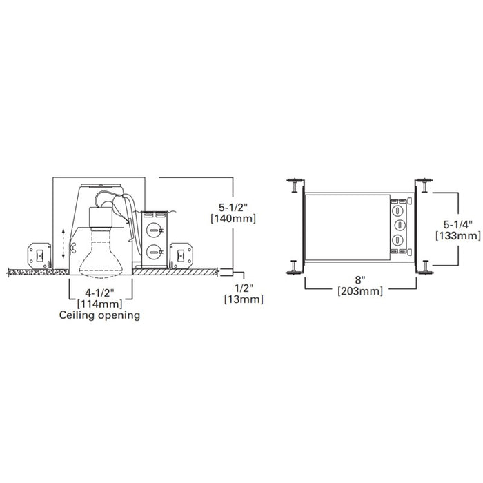 Halo E4ICATSB 4" IC AIR-TITE New Construction Housing with Adjustable Socket Bracket