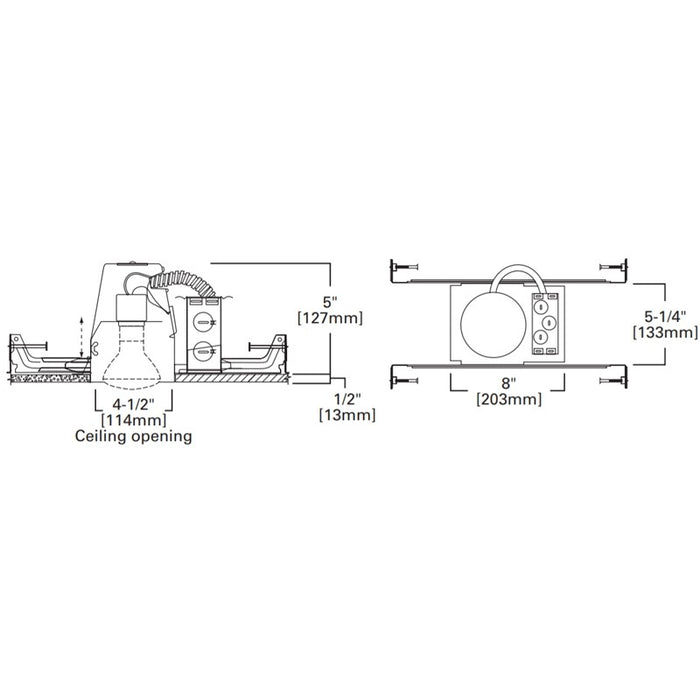 Halo E4TATSB 4" Non-IC AIR-TITE New Construction Housing with Adjustable Socket Bracket
