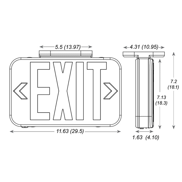 Lithonia Contractor Select EXRG Exit Sign with Ni-MH Battery Back Up - Red/Green Letters Switchable, Black