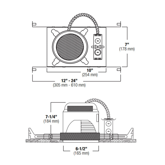 Elite FS6IC-AT 6" Incandescent Fire Shield IC/Non-IC New Construction Recessed Housing