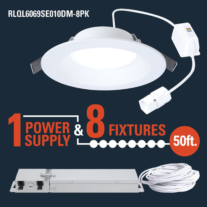 Halo  RLQL6069SE010DM-8PK 6" QuickLink Low Voltage 0-10V Canless Downlights (8-Pack Kit Including Driver)