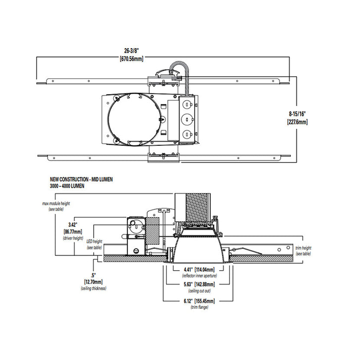 Halo Commercial HC410D010 4" New Construction Downlight Housing, 1000 Lumen