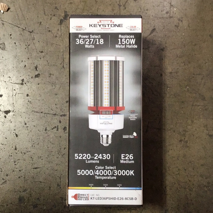 Keystone KT-LED36PSHID 18W/27W/36W LED HID Replacement Lamp, E26 Base, 3CCT Selectable