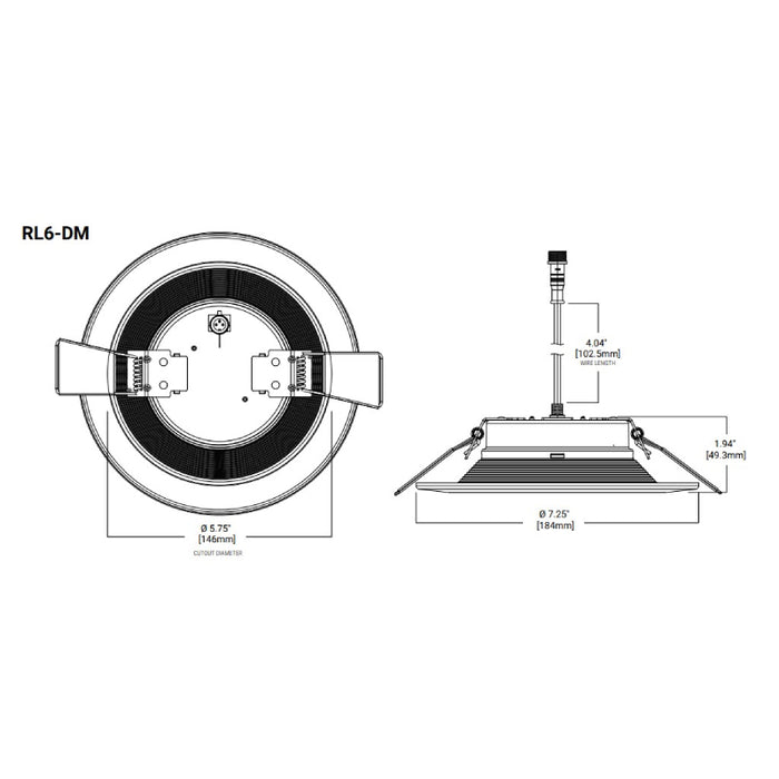 Halo RL6 6" LED Canless Recessed Downlight, 900/1200 Lumen, 5 CCT Select, D2W, 120V