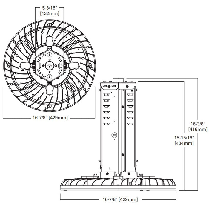 Metalux SSLED-LD5-18-W-UNV-L840-CD1-U 133W LED Round High Bay, 18000 Lumens, Wide Distribution, 120-277V, 4000K, 0-10V Dimming Driver