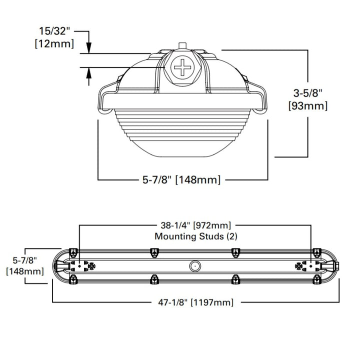 Metalux VT3 4-ft 31W LED Vaportite 4000 Lm, 0-10V Dimming, 120-277V